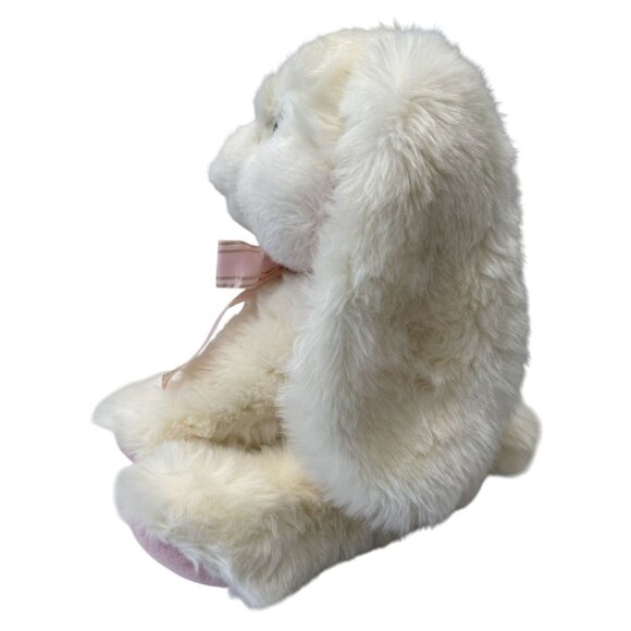Russ Berrie White Plush Bunny Pink Ears Ribbon Soft Cuddly Stuffed Animal Easter - Picture 3 of 7